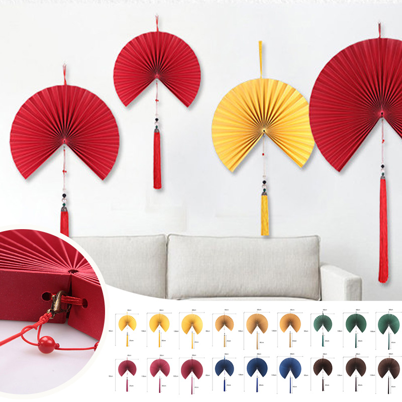 Interior Design Style - พัดลมตกแต่งสไตล์จีนขนาด 40/60/80 ซม. สำหรับตกแต่งผนังทีวี ตกแต่งห้องนั่งเล่น ศิลปะแขวนผนังสร้างสรรค์