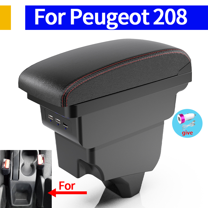 Interior Design Concept - ที่วางแขนสำหรับเปอโยต์ 208 2008 กล่องเก็บของคอนโซลรถยนต์พร้อม USB อุปกรณ์ตกแต่งภายในรถยนต์