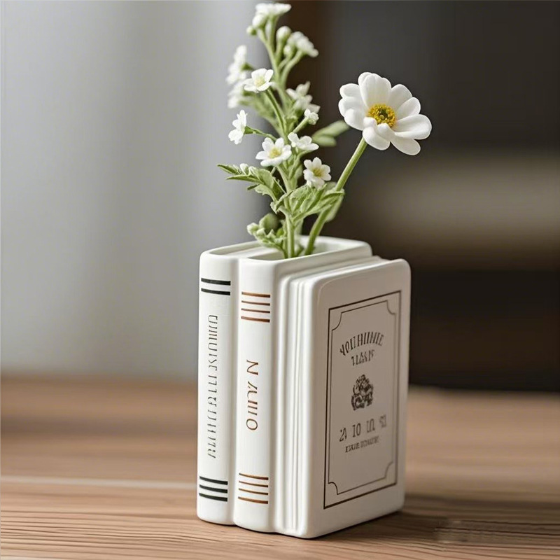 Interior Design Handbook - แจกันหนังสือเซรามิค Pride and Prejudice ชั้นวางหนังสือน่ารักตกแต่งของขวัญที่ไม่ซ้ํากันสําหรับคนรักหนังสือภายในบ้านชั้นวางของตกแต่ง House